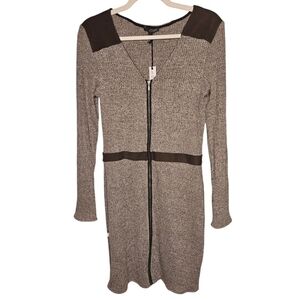 ASTARS Women's Manhattan Zip Dress in Mocha Rib NWT